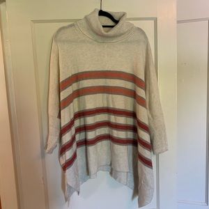 LOFT Striped Turtleneck Poncho Sweater Size XXL